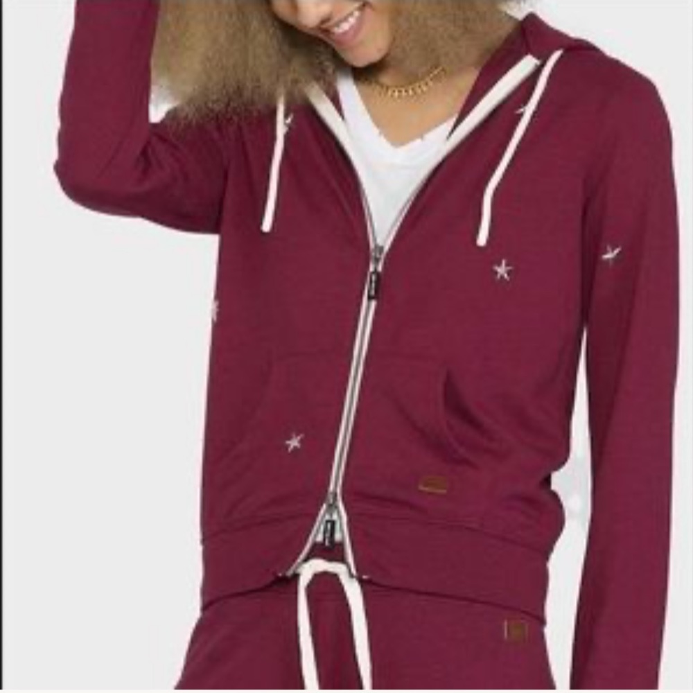Red star studded hoodie